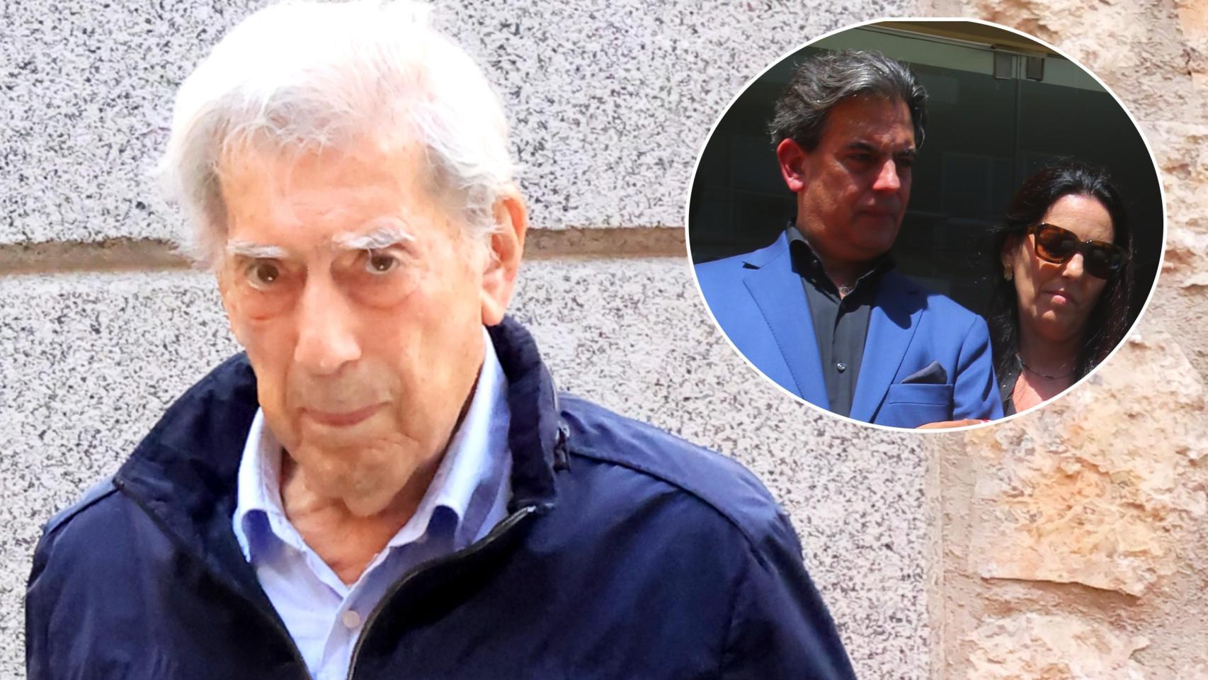 Morgana y Gonzalo, los hijos de Mario Vargas Llosa, en un fotomontaje junto al escritor.