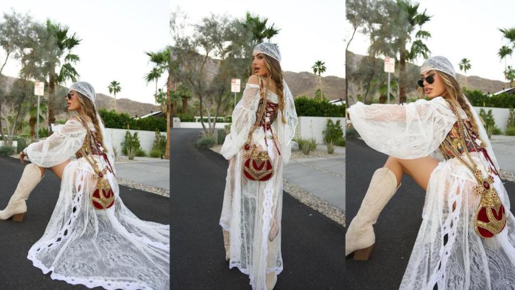 Sara Fructoso en Coachella con look de Charo Ruiz.
