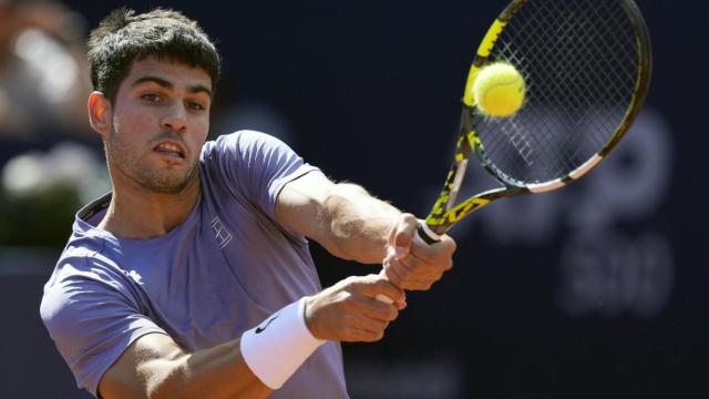 Carlos Alcaraz, durante el partido del Conde de Godó ante Laslo Djere.