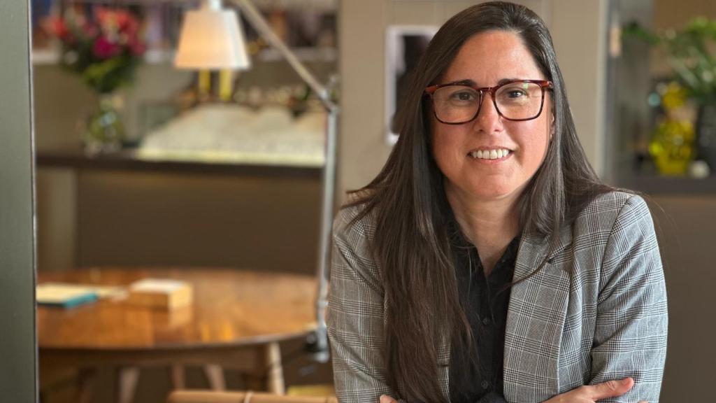 Soledad Antelada tras la entrevista.