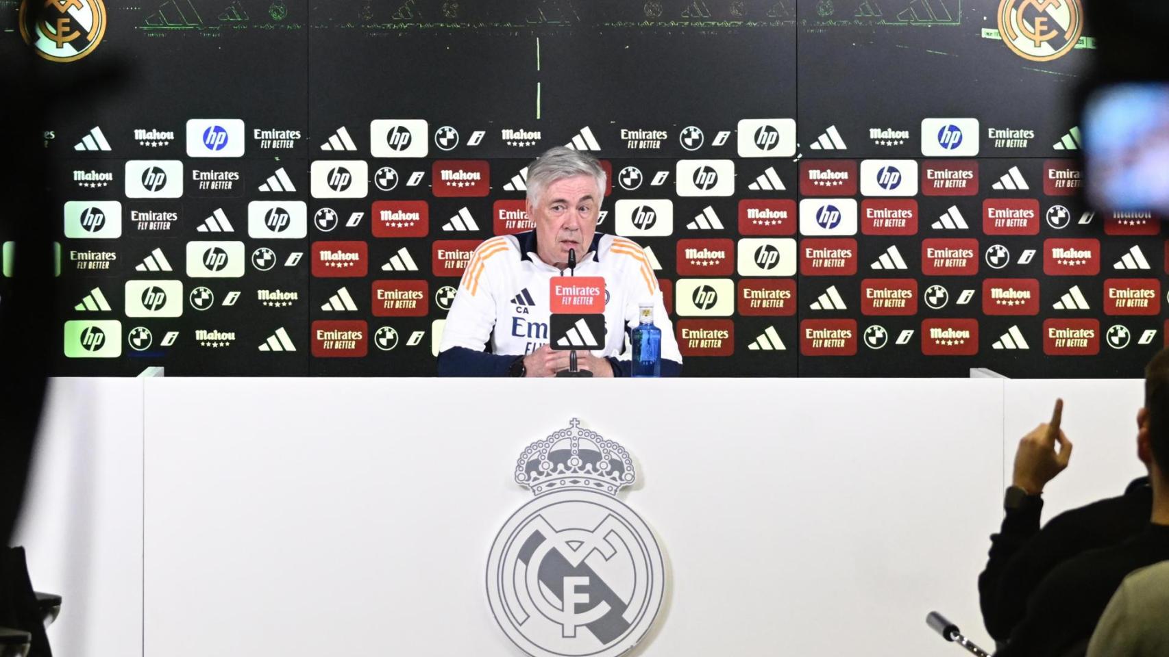 Ancelotti, en rueda de prensa con el Real Madrid