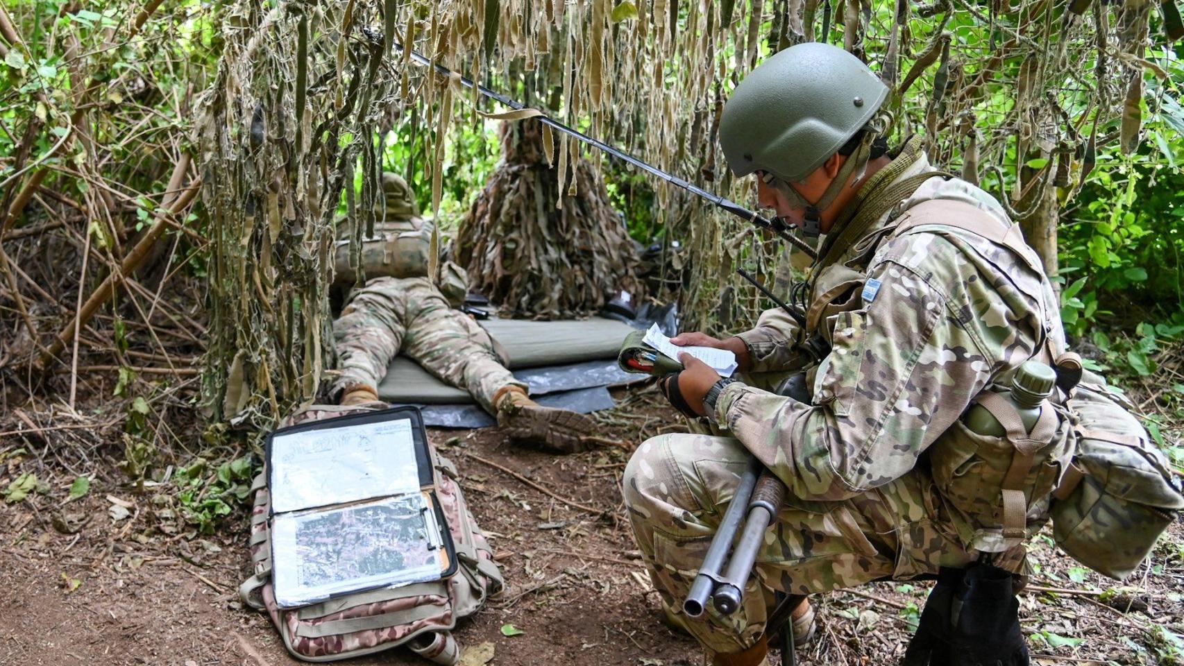 El ejército argentino, recientemente, en un ensayo militar.