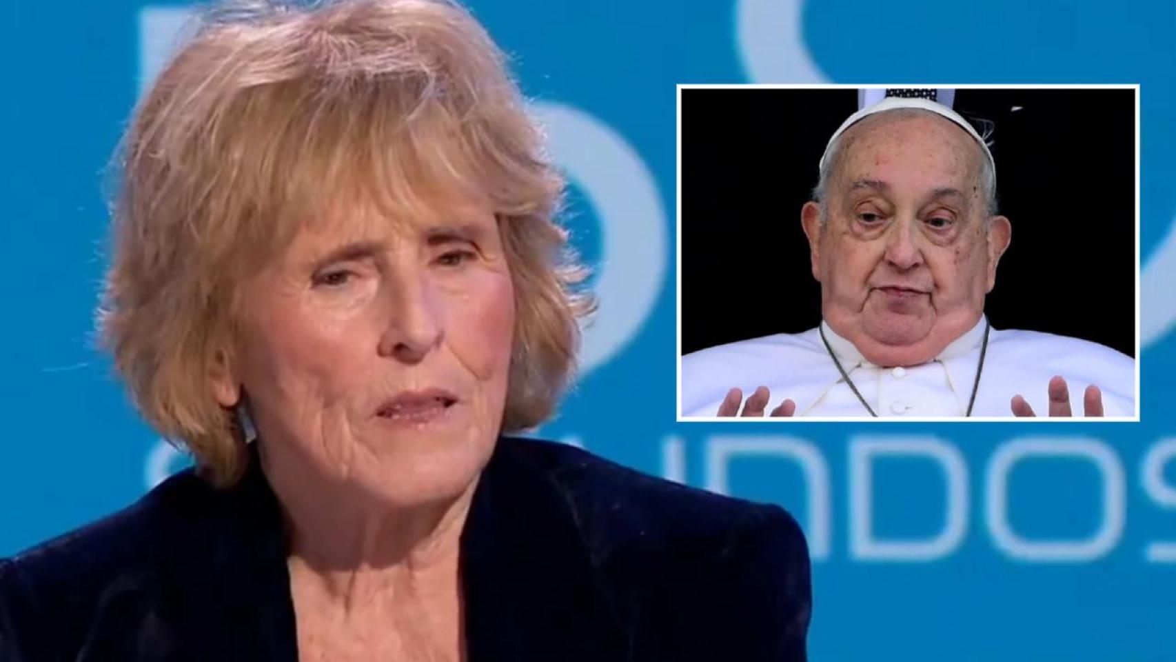 Mercedes Milá y el Papa Francisco, en un fotomontaje realizado por BLUPER.