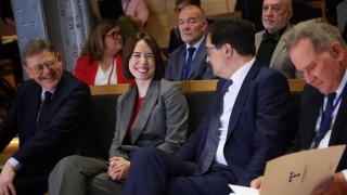 Los ministros Diana Morante y Óscar López, en la presentación de la Estrategia Española de Tecnologías Cuánticas.