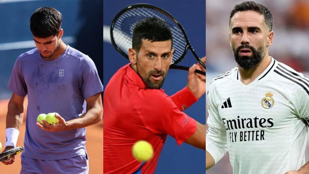 Alcaraz, Djokvic y Carvajal, en un montaje