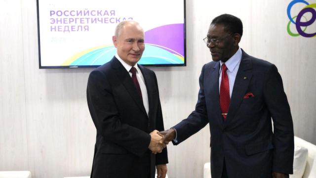 El Presidente Obiang, invitado especial de Vladímir Putin en la ceremonia de inauguración de la Semana de la Energía de Rusia, el 26 de septiembre de 2024 en Moscú.
