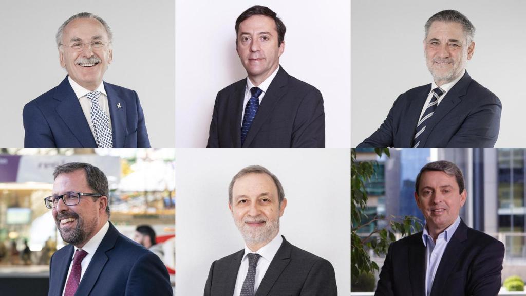 De izquierda a derecha y de arriba a abajo: Luis Furnells (Grupo Oesía), Ricardo Domínguez (Navantia), Miguel Ángel Garcia Primo (Hisdesat), Raül Blanco (SAPA), Jesús B. Serrano (GMV) y Antonio Bueno (GDELS).