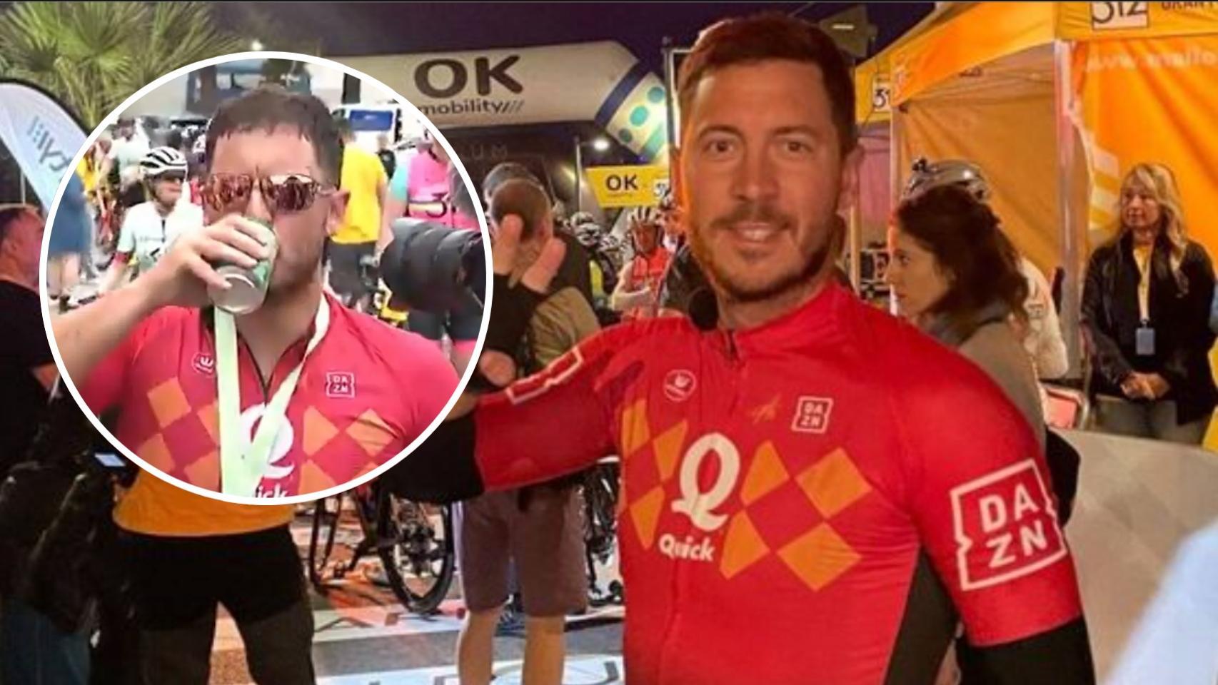 Hazard, con una cerveza en la mano, reaparece en una carrera ciclista en Mallorca