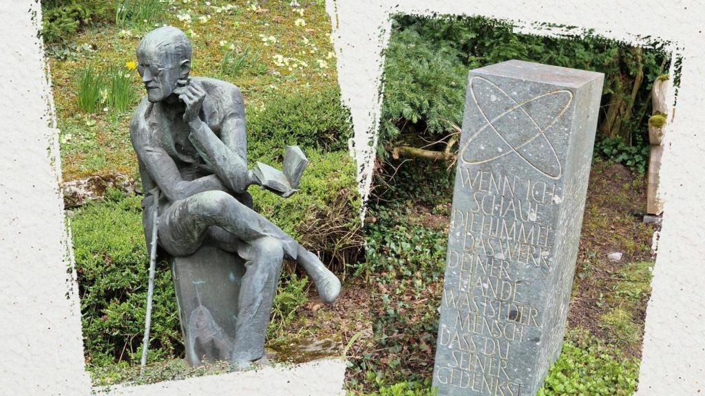 Estatua del escritor James Joyce y losa con versos en honor a su hija Lucia en el Friedhof Fluntern de Zurich. Foto: JMSR