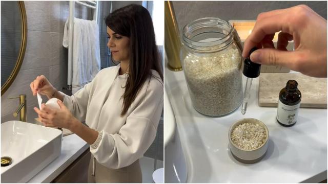 Imagen de Patricia Fernández, experta en el hogar, junto a un ambientador casero elaborado con arroz.