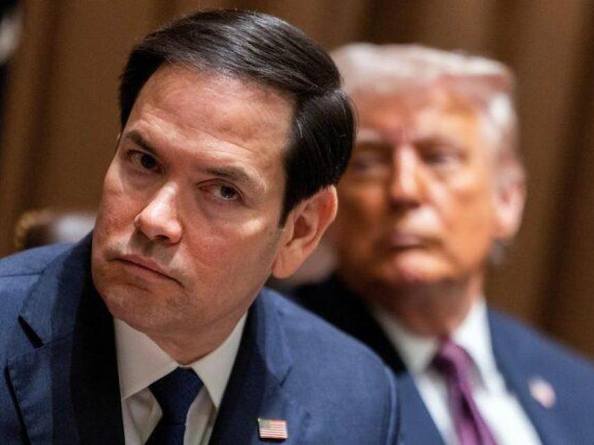 El secretario de Estado estadounidense, Marco Rubio, junto al presidente Donald Trump.