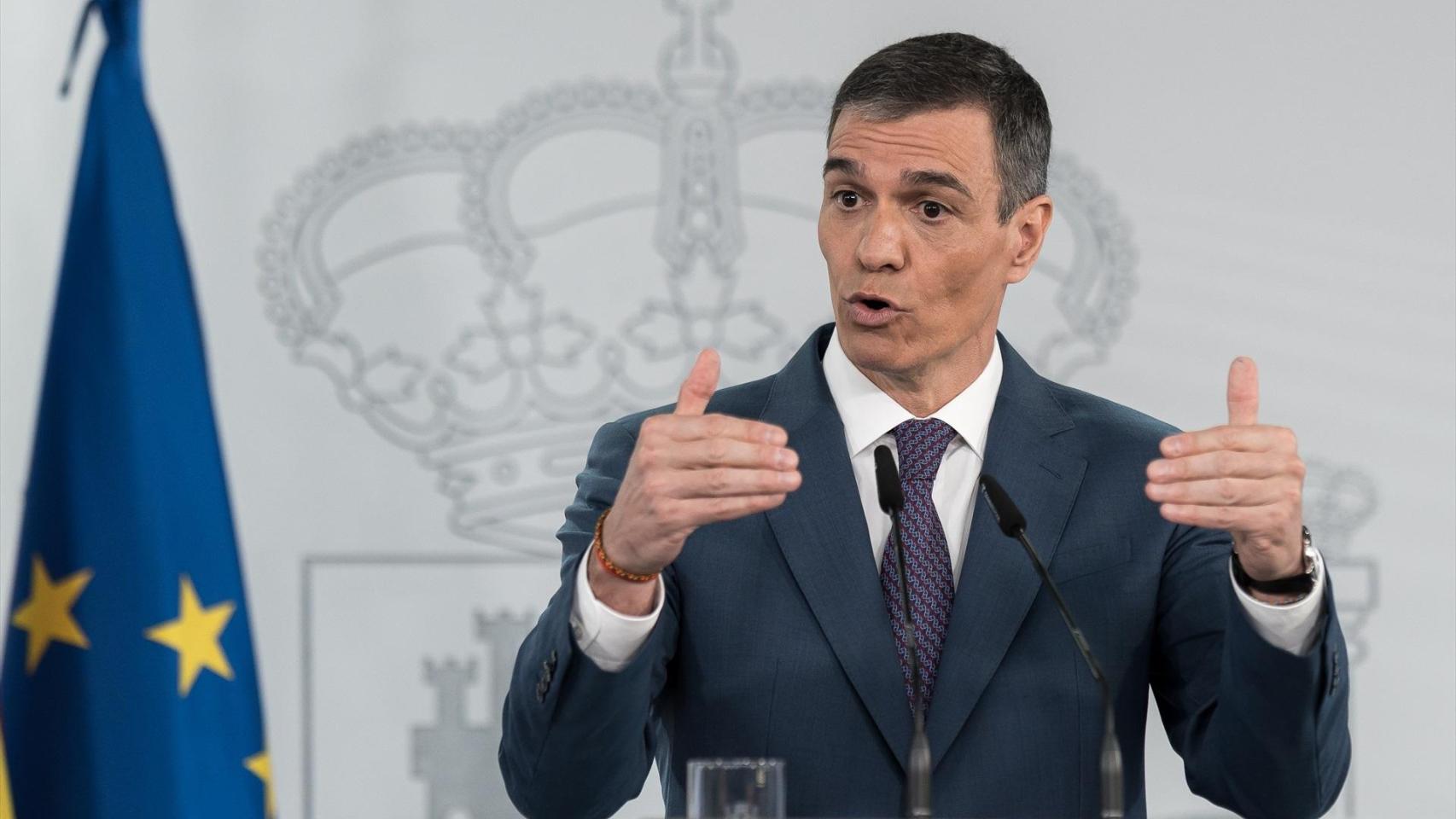 El presidente Pedro Sánchez, en su comparecencia del martes tras el apagón.
