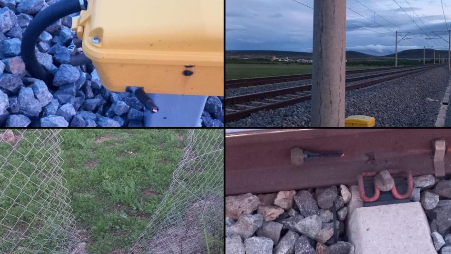 Imágenes del sabotaje ocurrido en la línea ferroviaria.