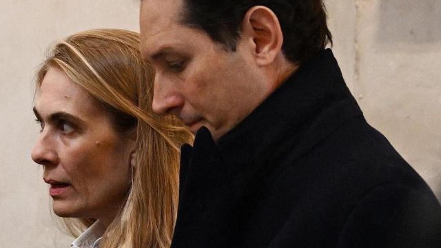 Lavinia Borromeo y John Elkann en el funeral de Ira von Fürstenberg en febrero de 2024.