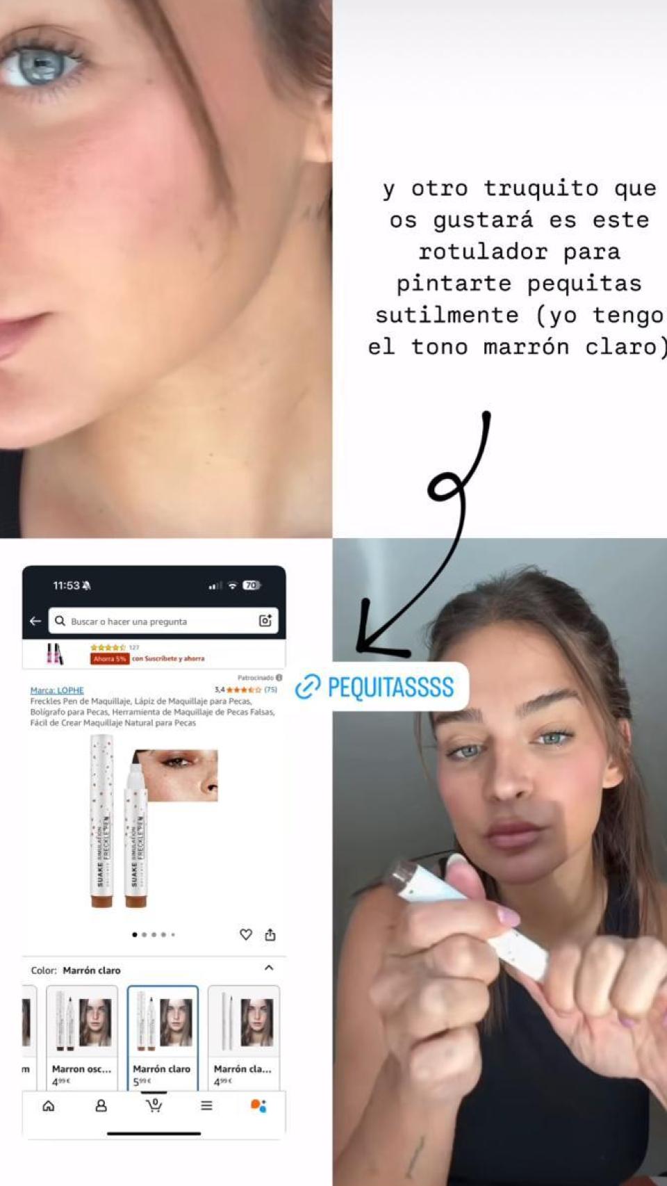 Laura Escanes ha mostrado en sus 'stories' cómo se maquilla las pecas.
