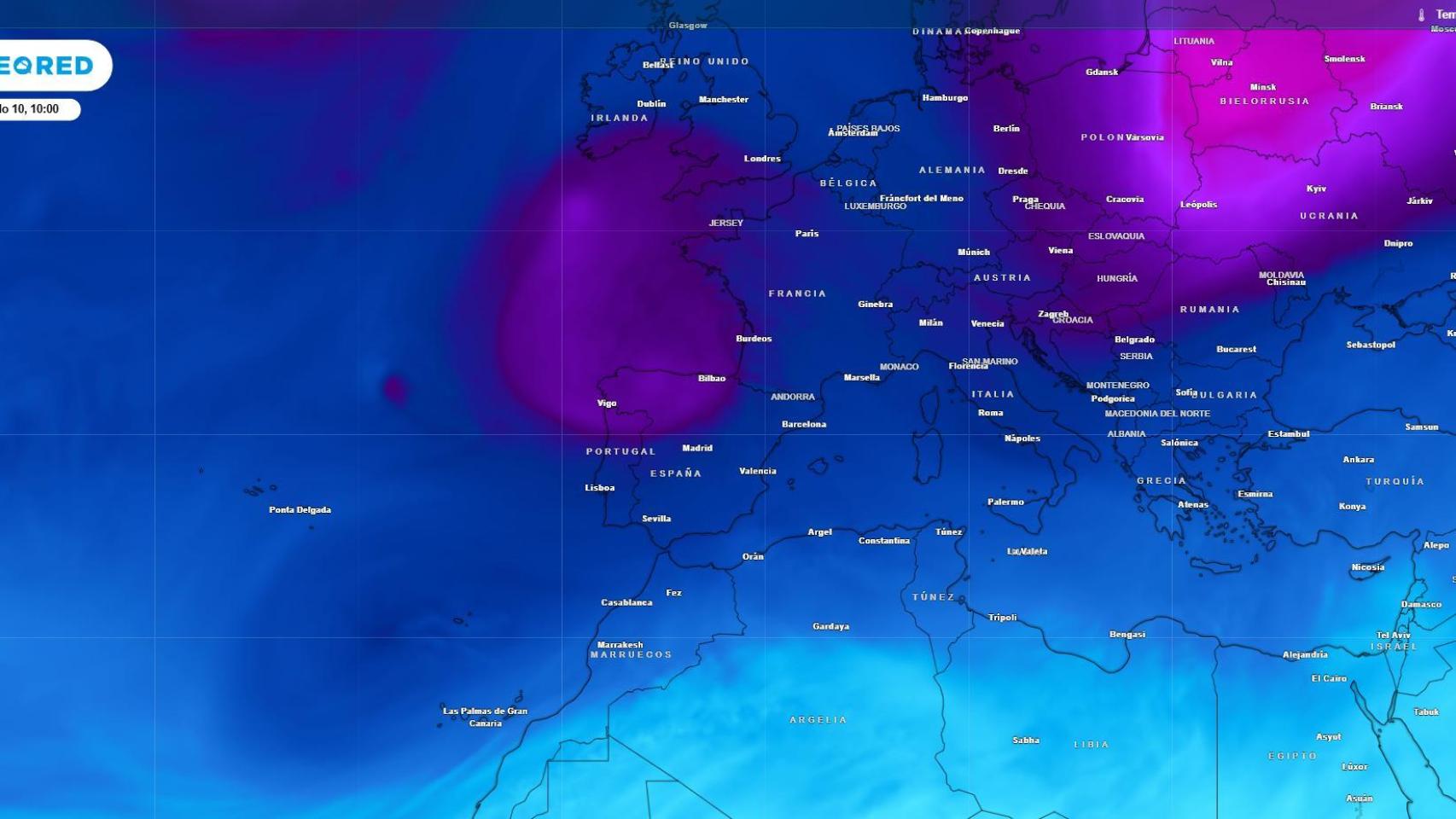 La masa de aire frío en altura que evolucionará previsiblemente a DANA el sábado. Meteored.