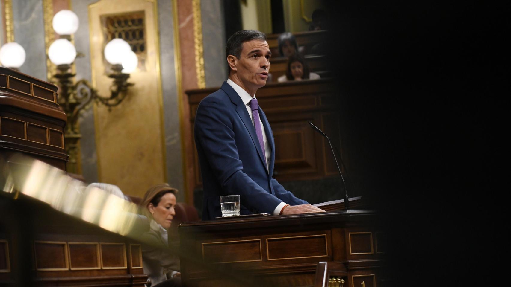 El presidente del Gobierno, Pedro Sánchez, este miércoles en el Congreso de los Diputados.