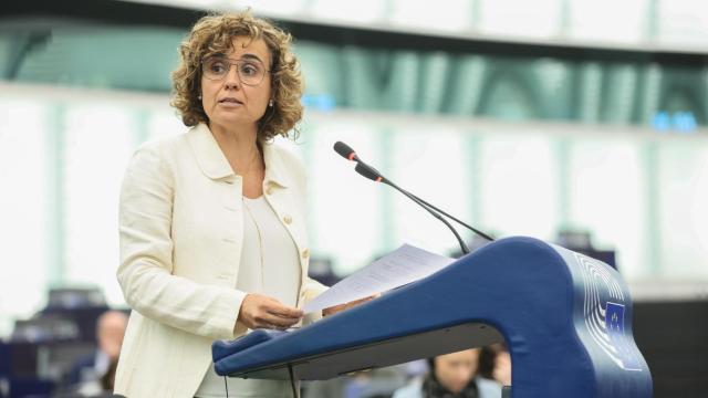 La vicepresidenta del PPE, Dolors Montserrat, durante un debate en la Eurocámara.