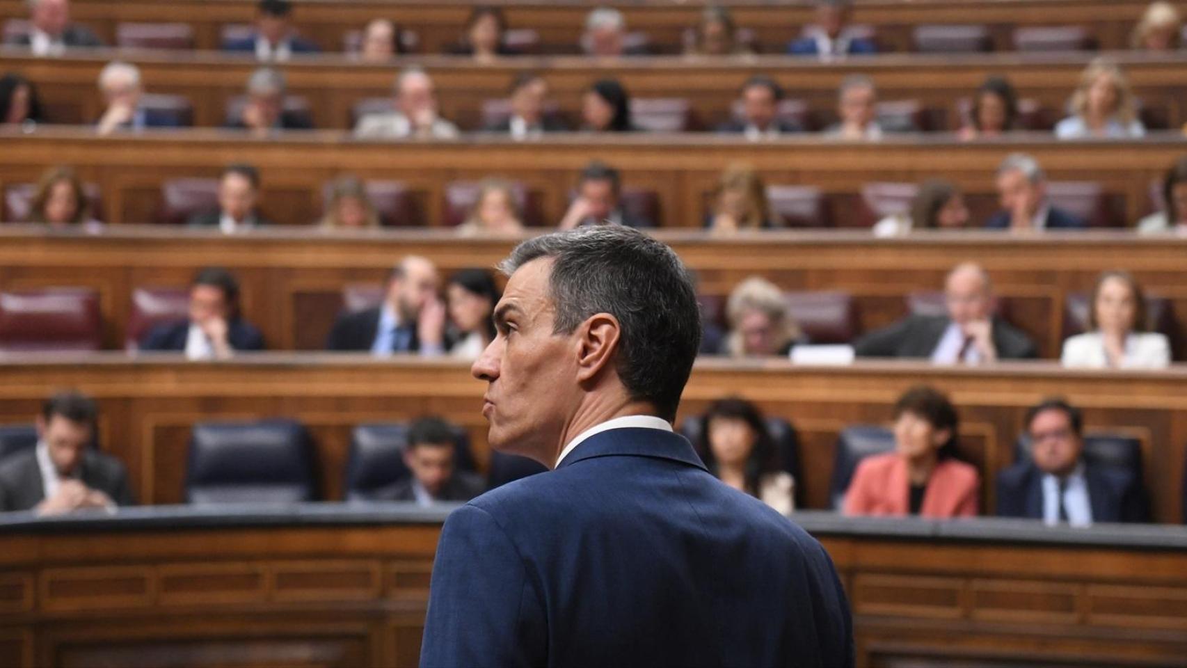 El presidente Sánchez, durante la  sesión de control al Gobierno de este miércoles.
