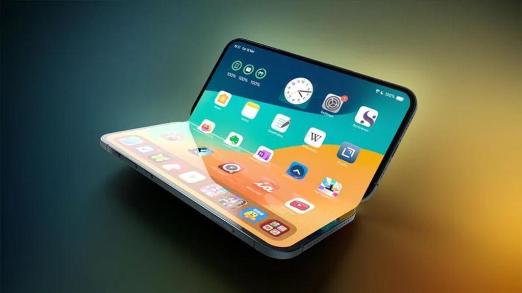 Concepto artístico de un iPhone plegable.
