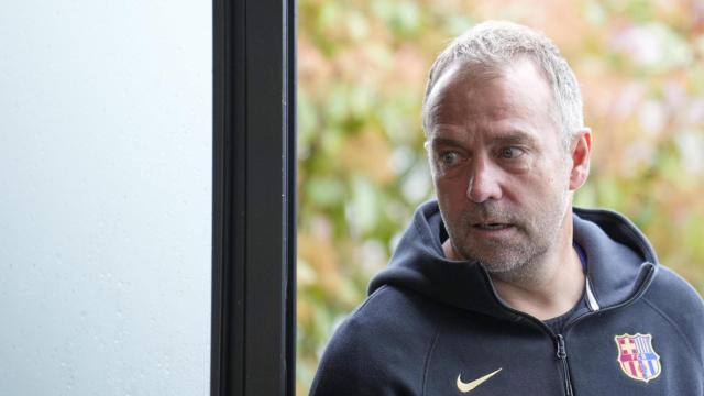 Hansi Flick, en rueda de prensa con el FC Barcelona