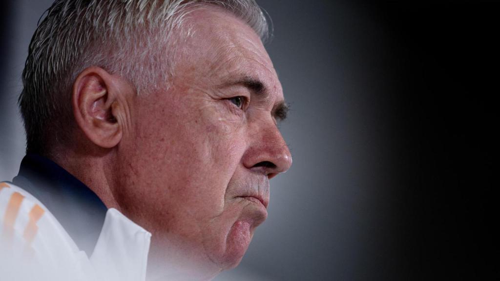 Carlo Ancelotti, en rueda de prensa con el Real Madrid