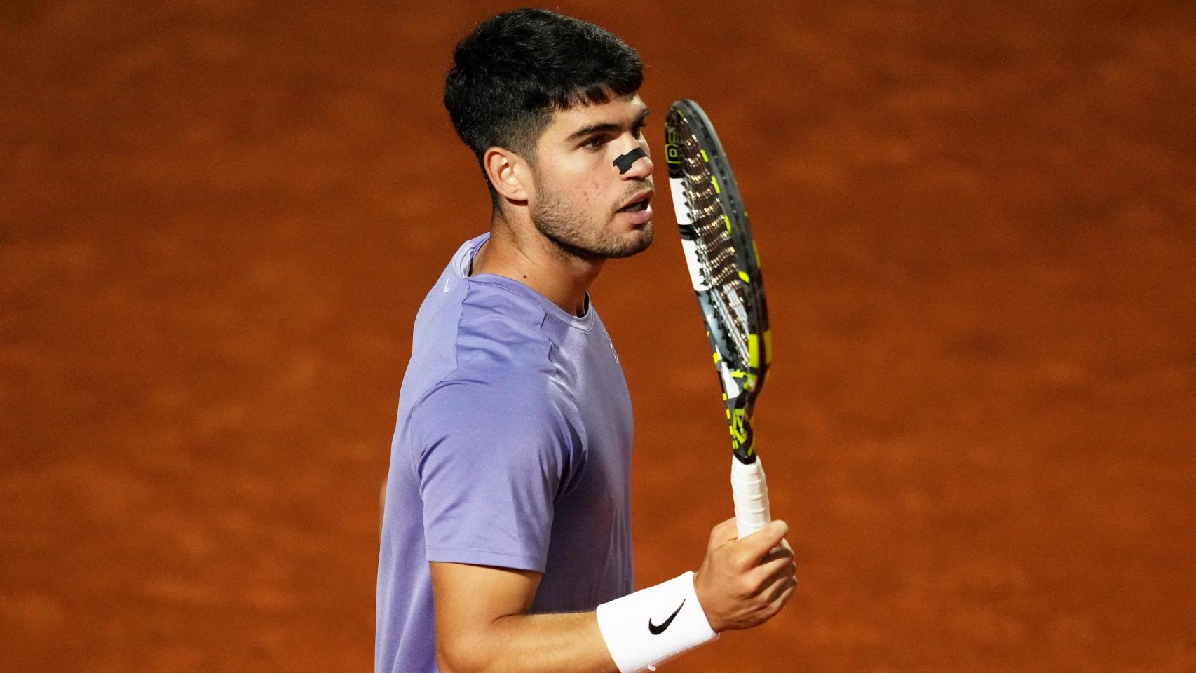 Carlos Alcaraz en el partido ante Djere en el Masters 1.000 de Roma.