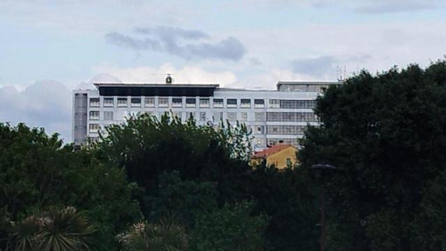 Instante del aterrizaje del helicoptero.