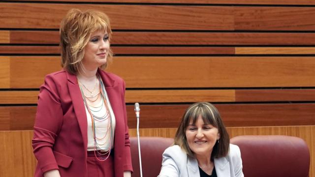 La nueva procuradora socialista por Burgos Eva Ceballos durante su toma de posesión en el pleno de las Cortes de este miércoles