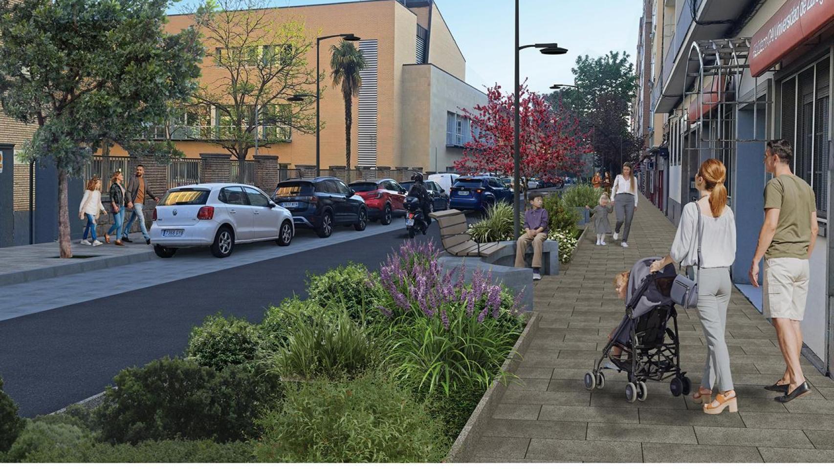 Recreación de como será la calle de Pedro Cerbuna tras la reforma, en Zaragoza.