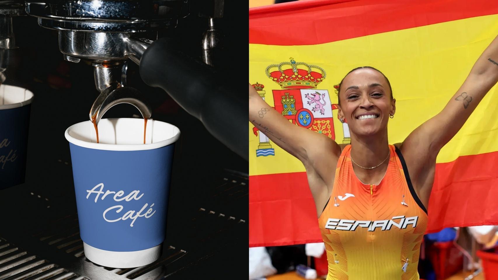 Un vaso de café y Ana Peleteiro en un montaje de Cocinillas El Español