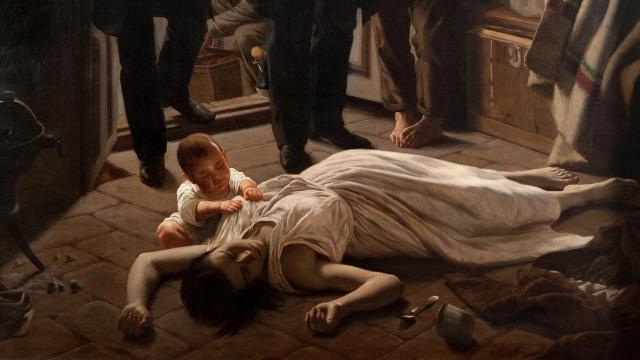 Detalle de 'Un episodio de la fiebre amarilla en Buenos Aires', de Juan Manuel Blanes (1871)