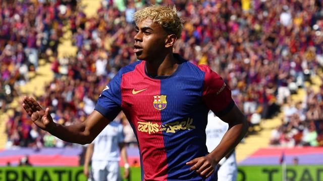 Lamine Yamal celebra un gol ante el Real Madrid.