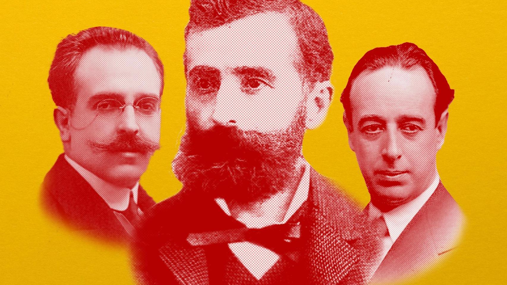Los compositores Julio Gómez, Miguel Marqués y Óscar Esplá. Diseño Rubén Vique
