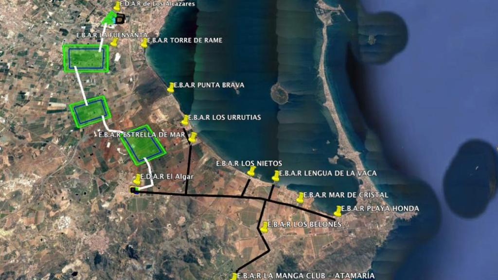 Un plano aéreo de las instalaciones que intervienen en el proyecto de la ingeniera Rocío García.