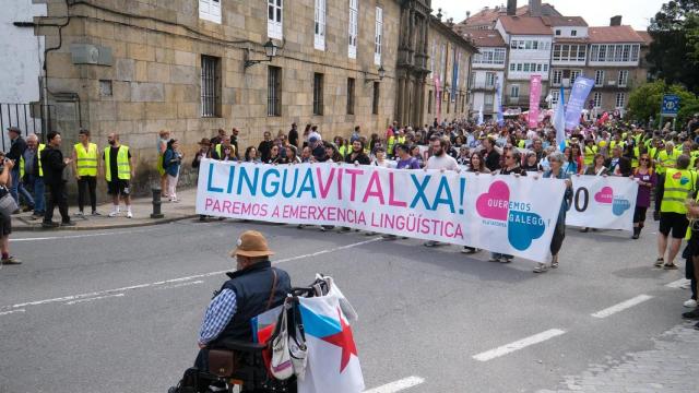 Miles de persoas maniféstanse en Santiago en defensa da lingua galega