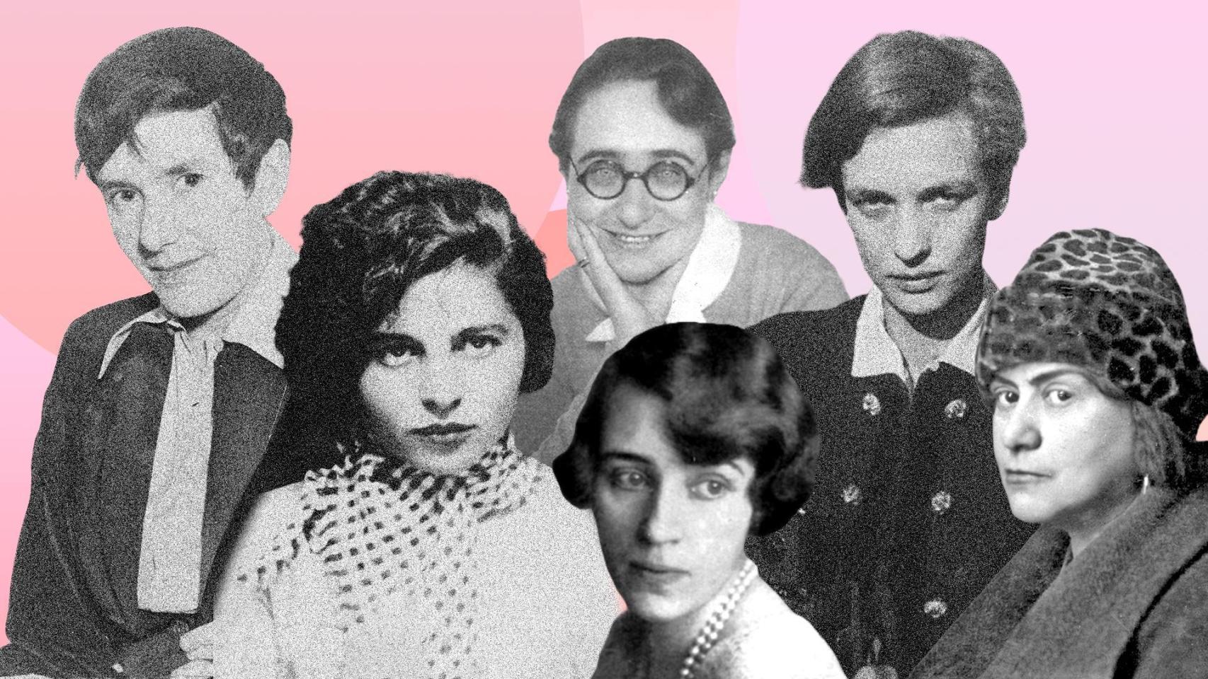 De izq. a dcha: Erika Mann, Gabriele Tergit, Annemarie Schwarzenbach, Mascha Kaléko, Maria Luise Weissmann y Else Lasker-Schüler. Diseño: Rubén Vique.