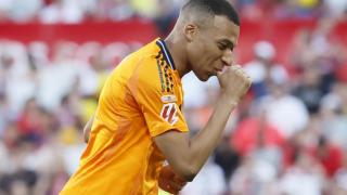 Mbappé celebra el gol marcado ante el Sevilla.