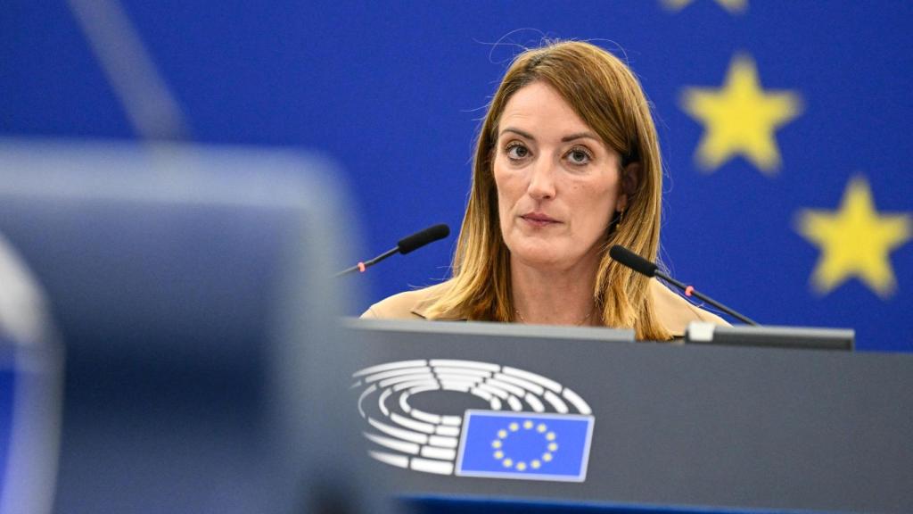 La presidenta de la Eurocámara, Roberta Metsola, durante el último pleno en Estrasburgo