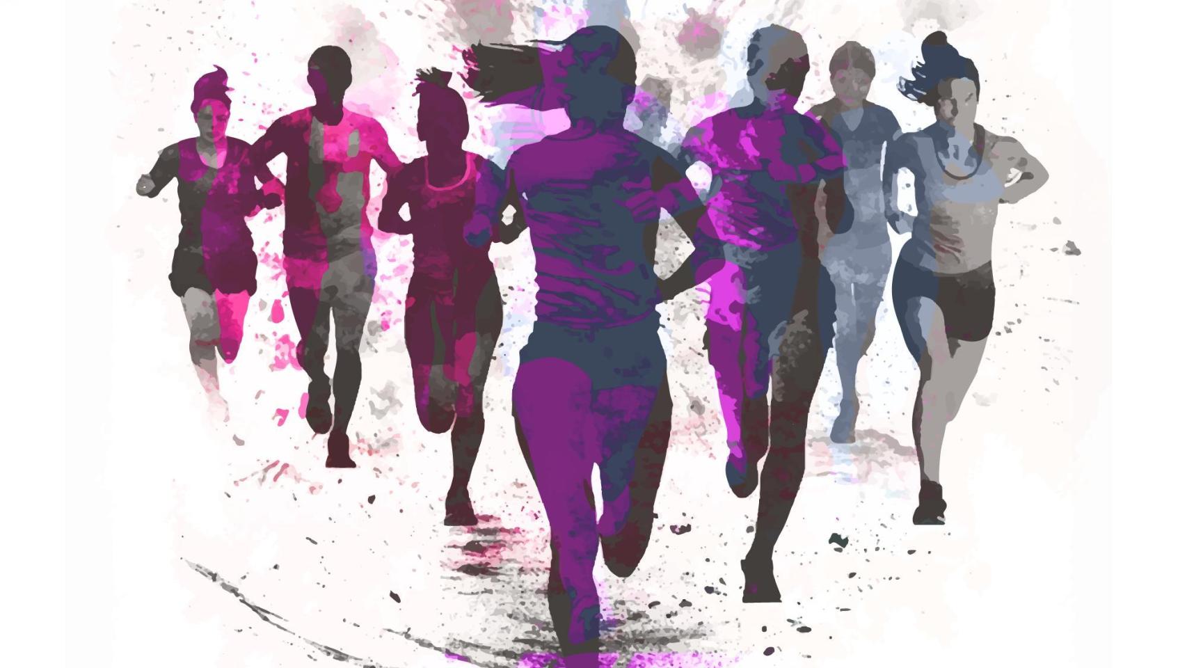 Cartel promocional de la carrera contra la violencia de género, en Madrid.