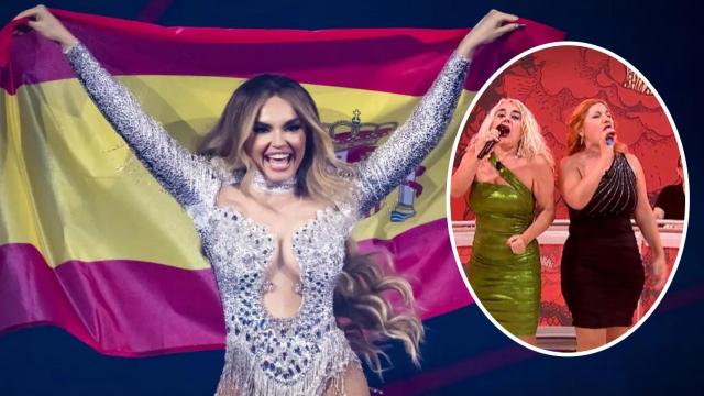 Melody y sus tías, Pili y Paqui, en un fotomontaje hecho por BLUPER.