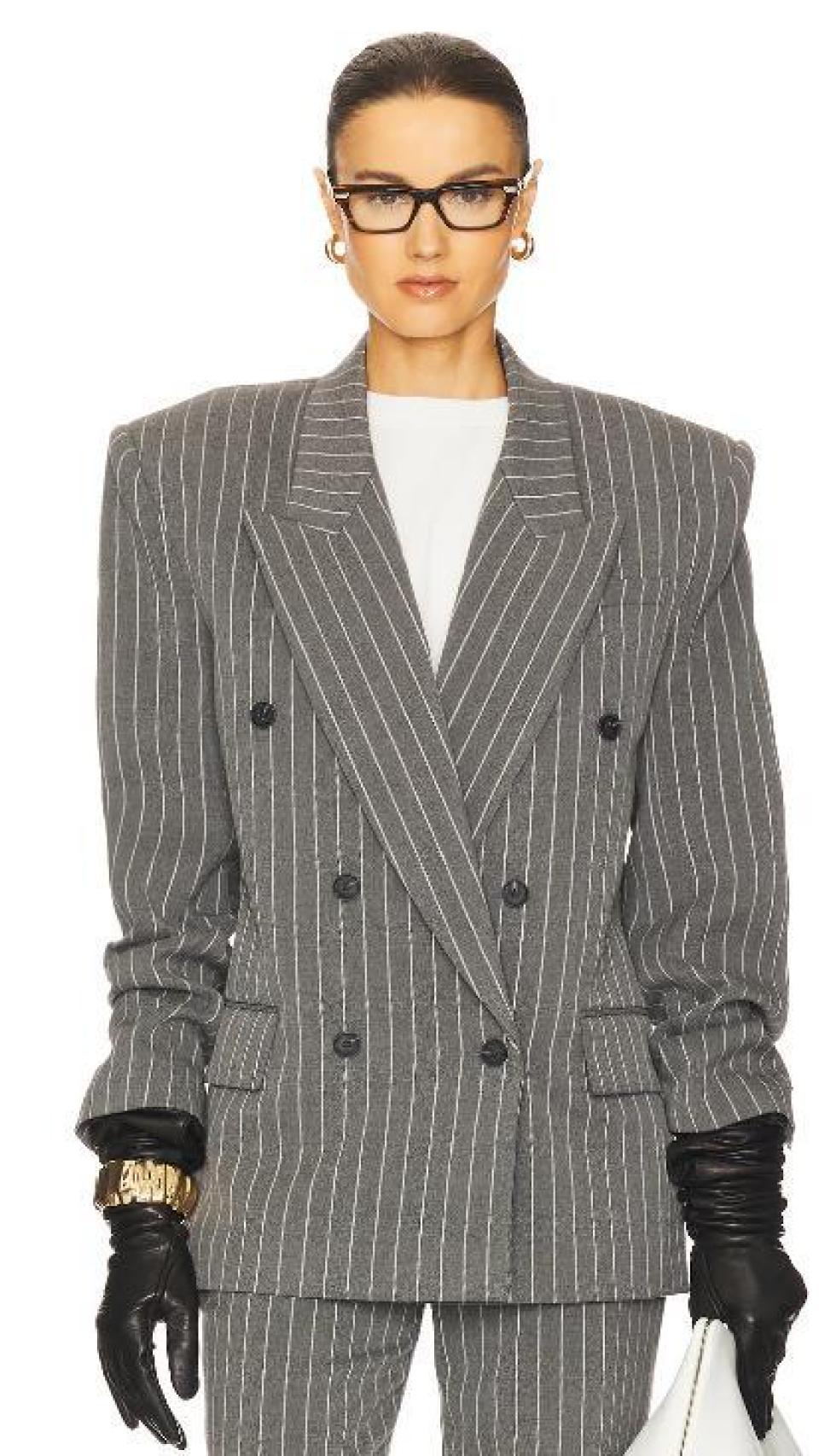 Pinstripe Double Breasted Blazer de Revolve