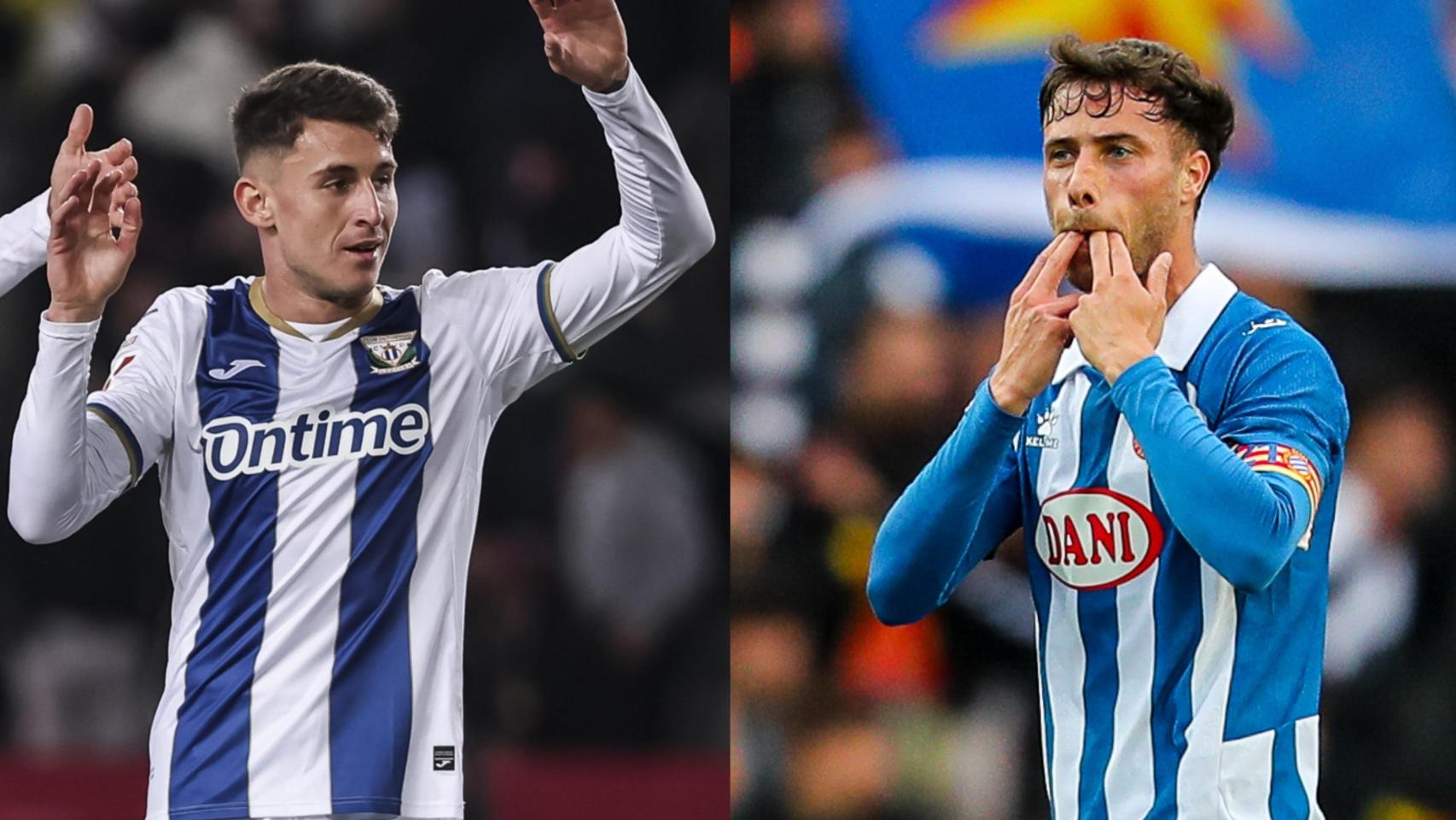 Raba, del CD Leganés, y Javi Puado, del RCD Espanyol