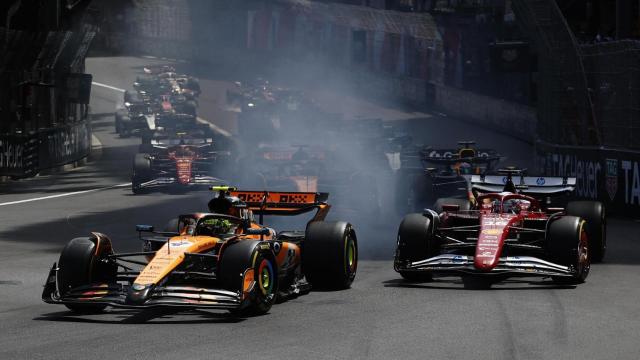 Lando Norris lidera la carrera en el GP de Mónaco.