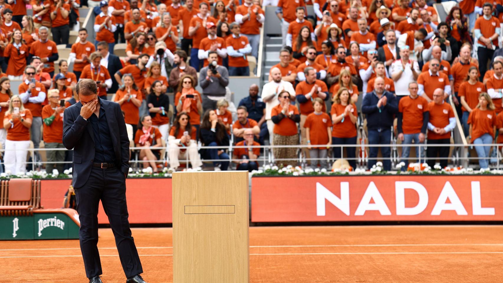 Rafa Nadal, emocionado en la Philippe-Chatrier