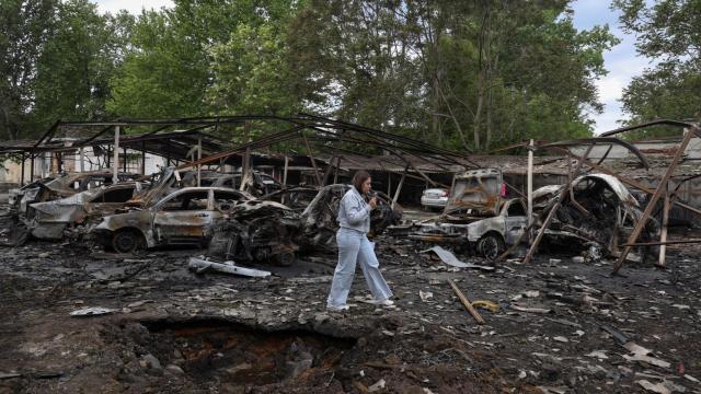 Las consecuencias de los bombardeos de Rusia en la región de Odesa, Ucrania.