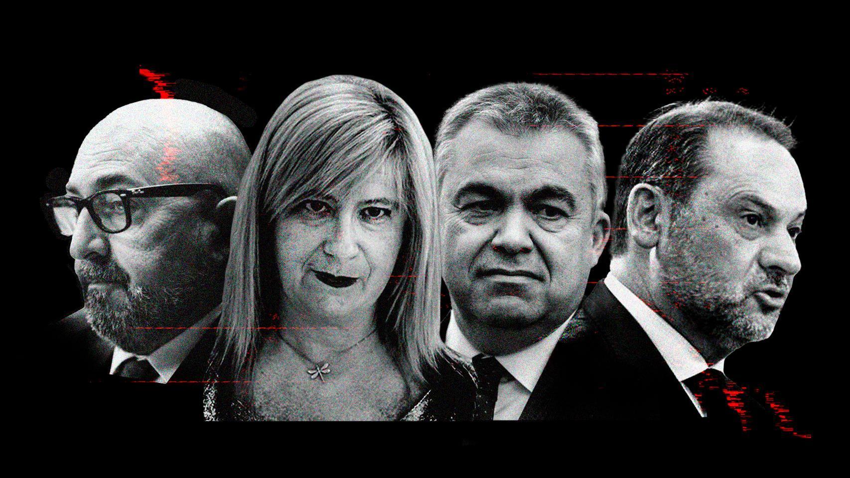 Koldo García, Leire Díez, Santos Cerdán y José Luis Ábalos.