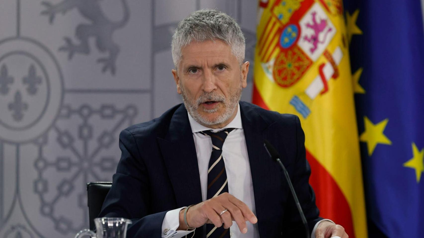 El ministro del Interior, Fernando Grande Marlaska, interviene en la rueda de prensa posterior a la reunión del Consejo de Ministros.