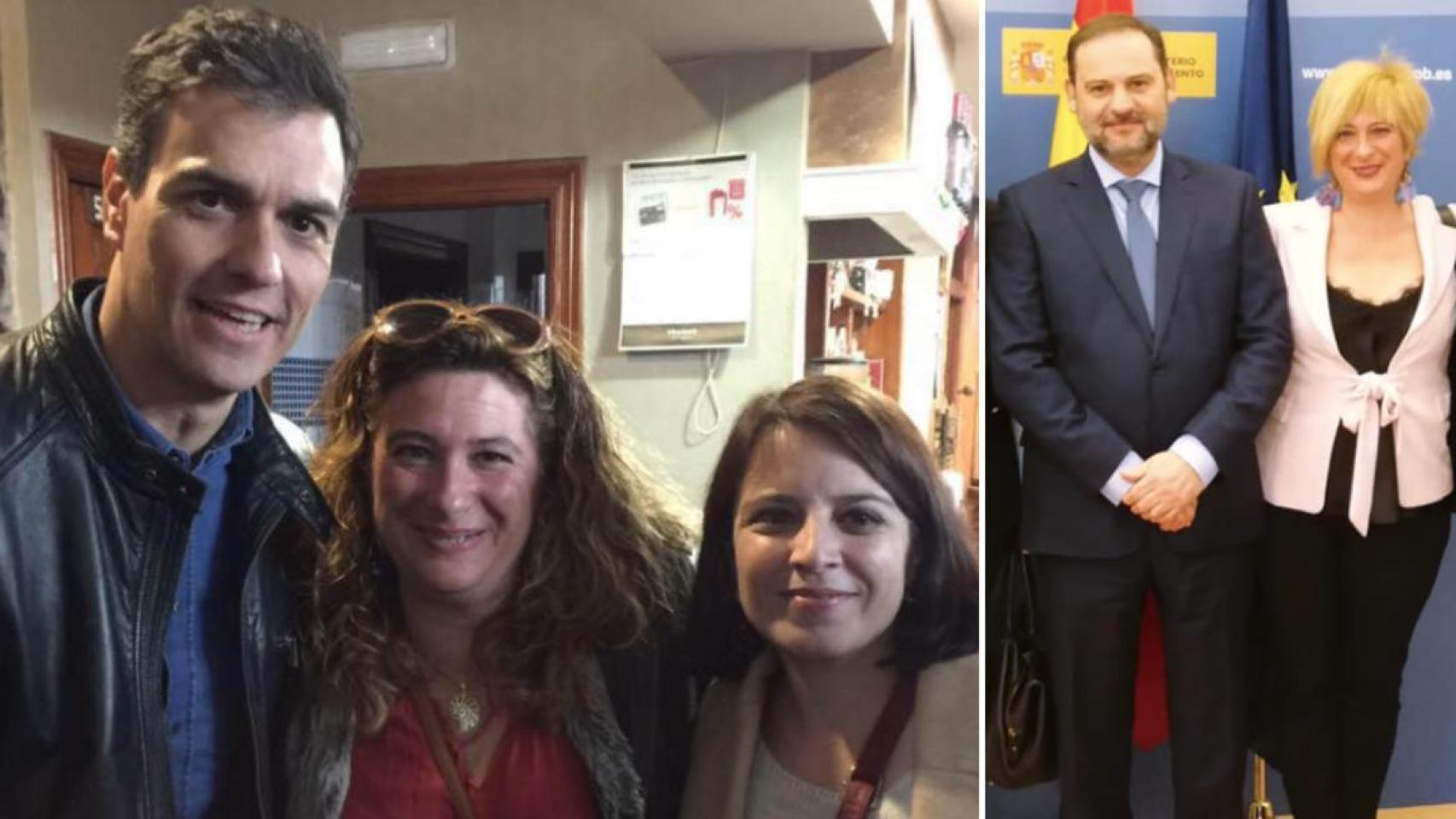 En su Facebook Leire Díez aparece con numerosos militantes socialistas, desde Pedro Sánchez hasta su esposa, Begoña Gómez, el exministro Ábalos o Adriana Lastra.