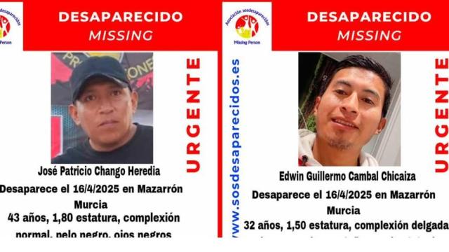 José Patricio y Edwin Guillermo en el cartel difundido por SOS Desaparecidos desde el 16 de abril.